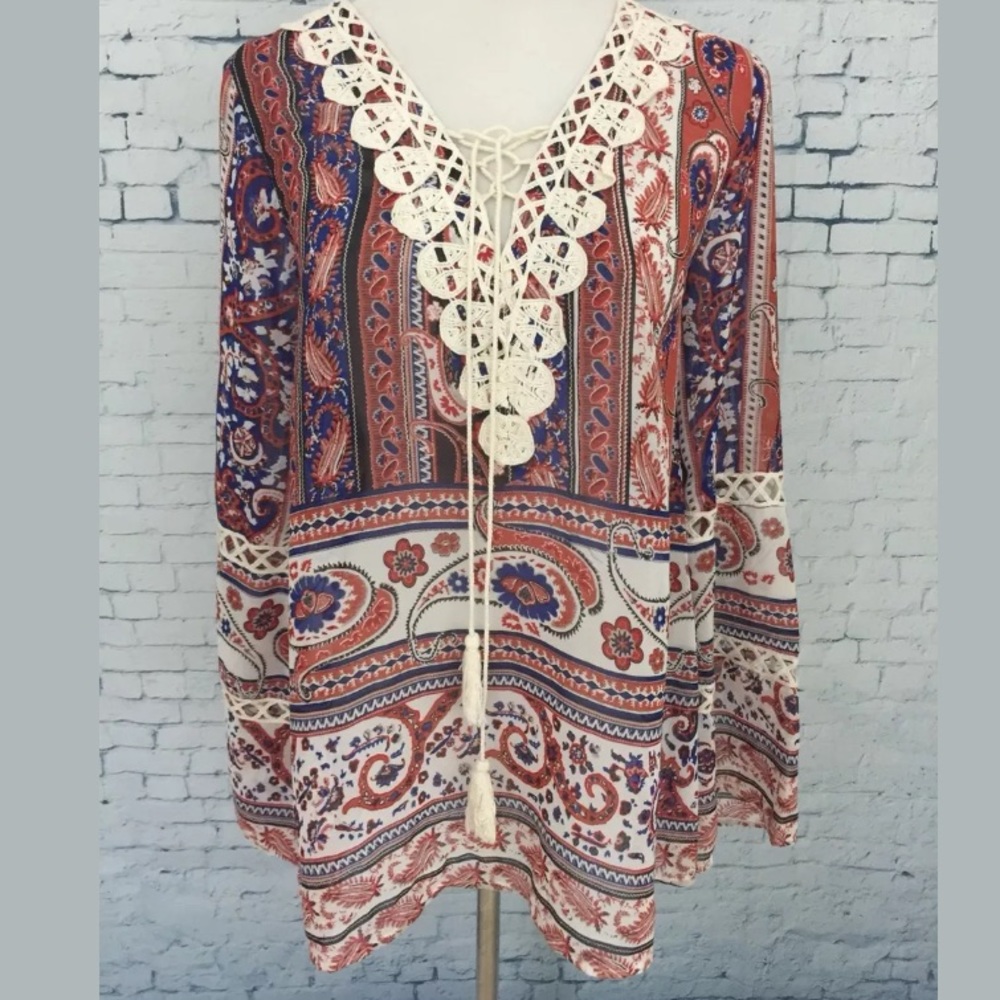 UMGEE Tunic Top Women Small Floral Navy